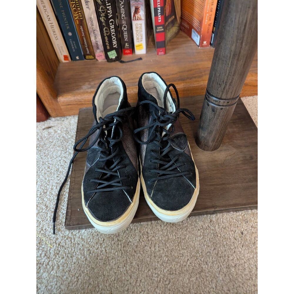 Phillipe Model Women's Size 7.5 Lasso Black Leather Fashion Sneakers Shoes